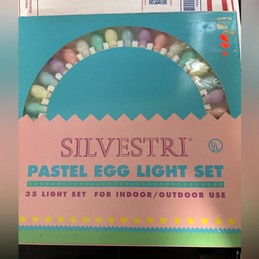 Vintage Silvestri Multi Colored Egg Lights Works! In box White Wire
